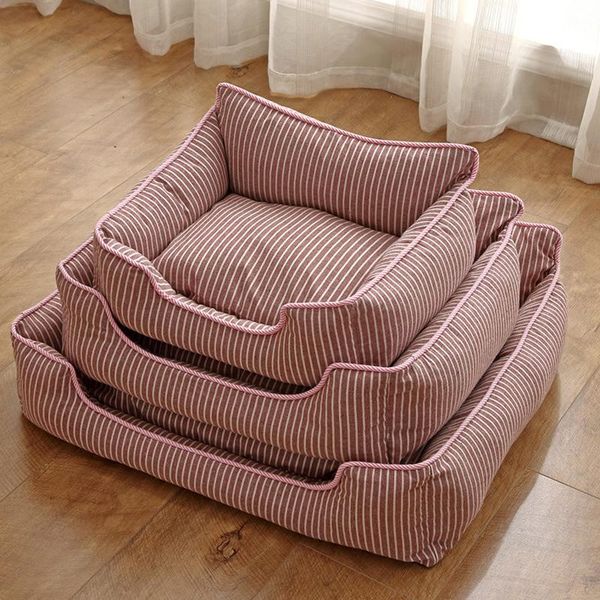 

kennels & pens luxury cats dogs lounger sofas striped pet couch removable mattress rugs anti humidity washable products for all seasons