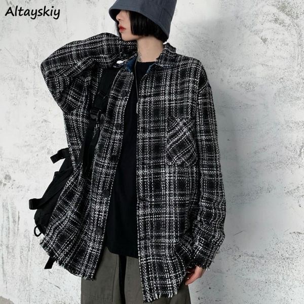 

women's jackets basic women plaid bf spring autumn korean style student harajuku oversize loose hip hop long sleeve elegant, Black;brown