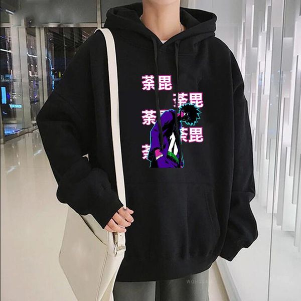 

men's hoodies & sweatshirts japan anime my hero academia dabi hoodie cartoon boku no pullover men long sleeve oversized streetwear, Black