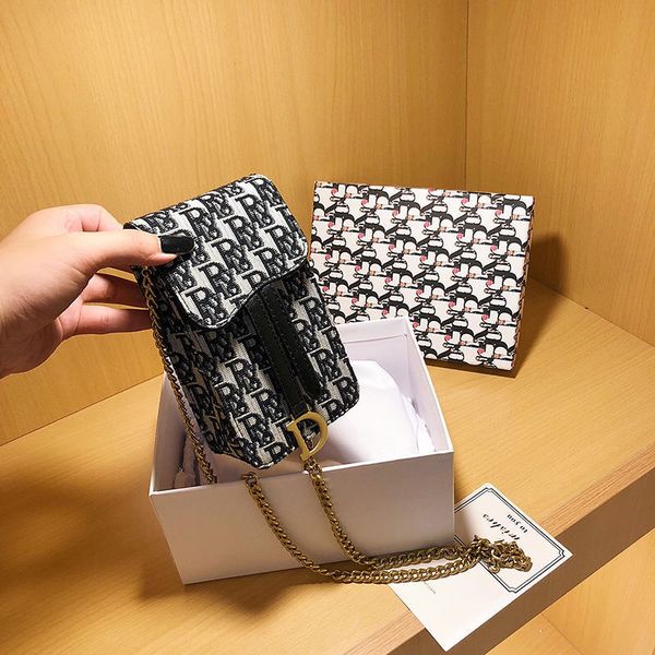 

net red same embroidery canvas mobile phone bag mini chain bag letter retro mobile phone luxuryss designerss yw