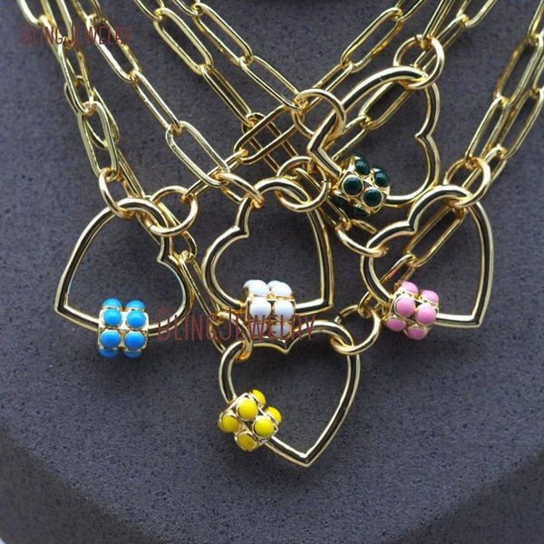 

pendant necklaces heart carabiner lock necklace enamel screw clasp nm30149, Silver