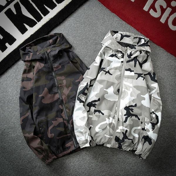 

men's jackets camouflage jacket men windbreaker 2021 autumn fashion mens hooded casual male coat outwear 15 colors, Black;brown