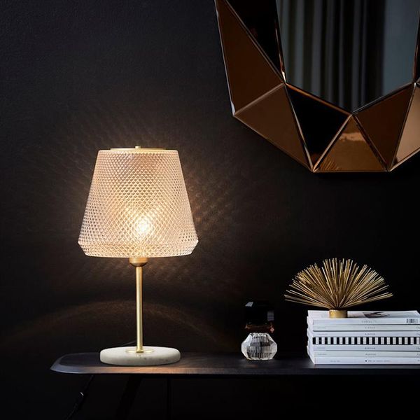 

table lamps nordic glass bedside counter lamp bedroom european american light luxury creative post modern retro marble