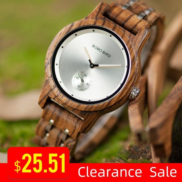 

wristwatches promotion bobobird watch stylish wooden chronograph timepieces wood quartz wristwatch gift in box relogio masculino vq18, Slivery;brown
