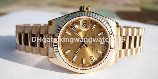 

luxury dj new factory 2813 automatic movement 18k yellow gold 36mm men dress watches, Slivery;brown