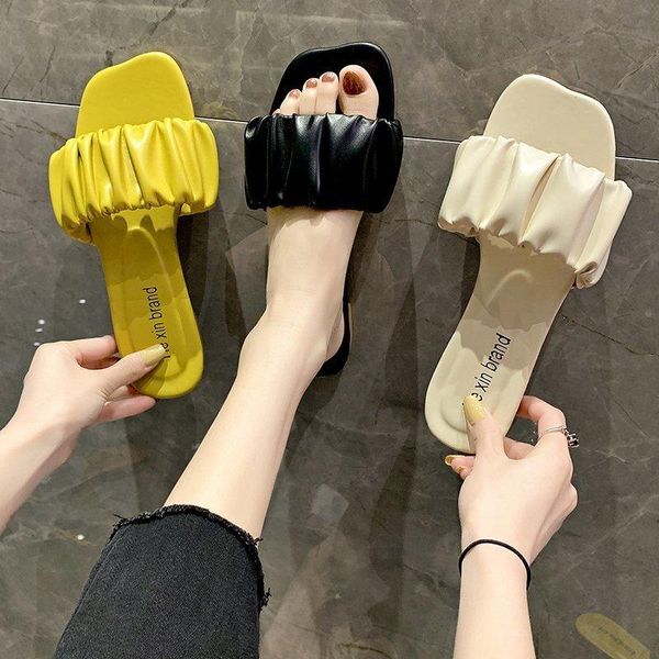 

shoes womens slippers outdoor luxury slides butterfly-knot pantofle candy colors low shale female beach designer 2021 flat, Black