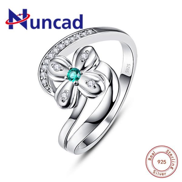 

wedding rings nuncad unique charming 100% 925 sterling silver ring with green cubic zircon for women party jewelry accessories, Slivery;golden