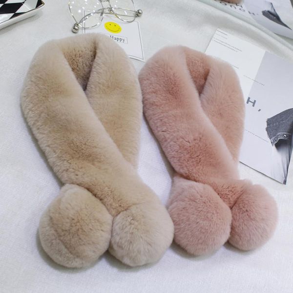 

scarves fur scarf women rex warm soft with big-fur-ball winter -sale, Blue;gray