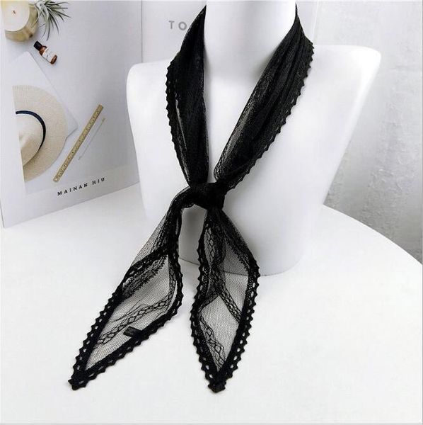 

scarves summer lady lace tassel triangle scarf sheer neckerchief women bandage floral shawl female bufanda mujer black white, Blue;gray