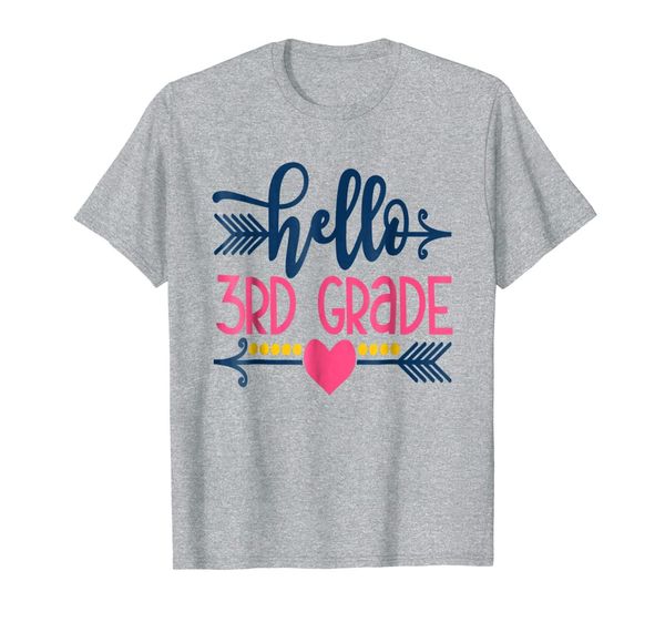 

hello 3rd grade teacher kids back to school gift third shirt, White;black
