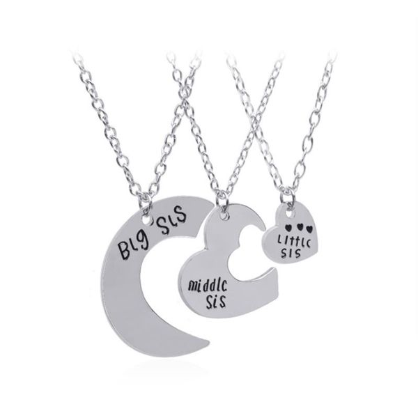 

pendant necklaces big sis middle little jewelry necklace set 3 piece friend girls bff kids, Silver