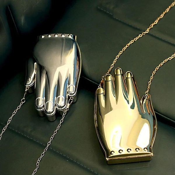 

evening bags cute palm-shape small crossbody bag for women gold silver acrylic clutch ladies chain shoulder zd1729