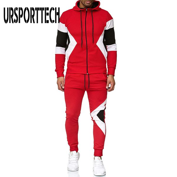 

autumn casual tracksuit men sets new sportswear men tracksuit hoodie set 2 pieces set zipper hooded sweatshirt+drawstring pants, Gray