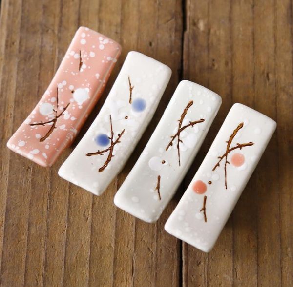 Essstäbchenhalter aus Keramik im japanischen Stil mit Schneeflocken-Design, für Zuhause, Küche, Essstäbchenablage, Ständer, Pflege-Gadget-Werkzeuge