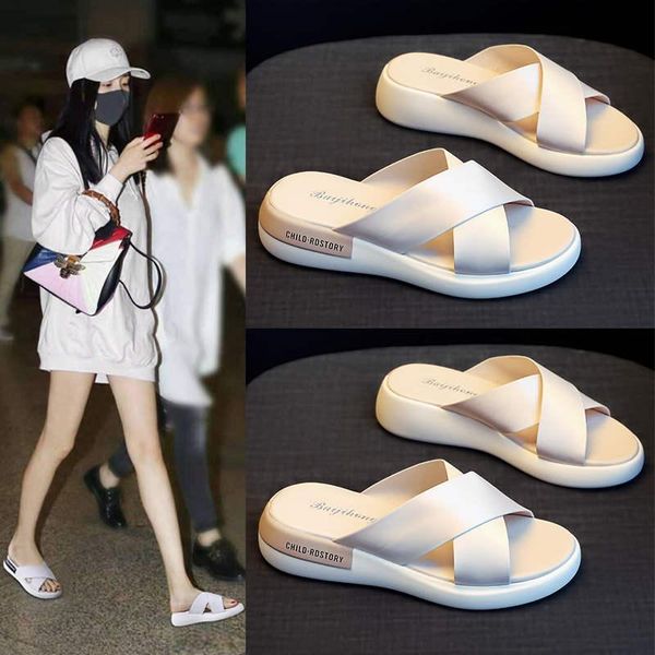 

slippers trends 2021 flip flops brand daily high-heeled sandals non-leather casual summer goth cat comfortable tennis buy, Black