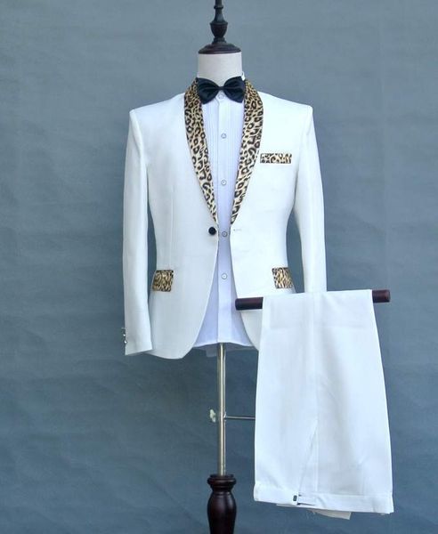 

men's suits & blazers custom (jacket+pants) leopard collar male suit program host dress singer prom formal costumes nightclub ds show o, White;black