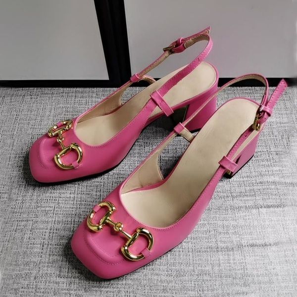 

sandal designer elegant summer leather fashion solid party office buckle high heels french mary jane retro women shoes zlh, Black