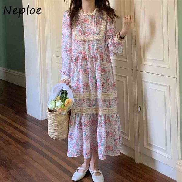 

heavy work lace hook flower elegant dress women high waist hip a line long vestido o neck pullover sleeve plaid robe 210422, Black;gray