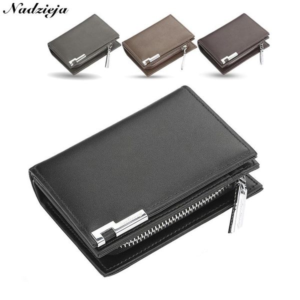 

wallets brand men's zipper hasp short wallet pu leather money pocket accordion purse organizer card holder man, Red;black
