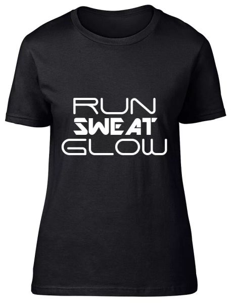 

run sweat & glow ladies womens fitted t-shirt, White;black