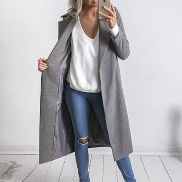 Kışlık Mont Ve Ceketler Kadın Artı Boyutu Uzun Yün Kadın Pelerin Cape Haki Ceket Sıcak Kore Zarif Vintage 210428