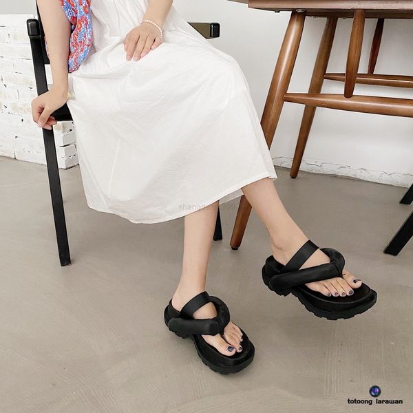 

korean non-slip sponge cake platform women's sandals 03, Black