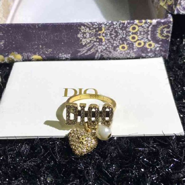

dijia d family ring letter pearl heart brass material, Silver