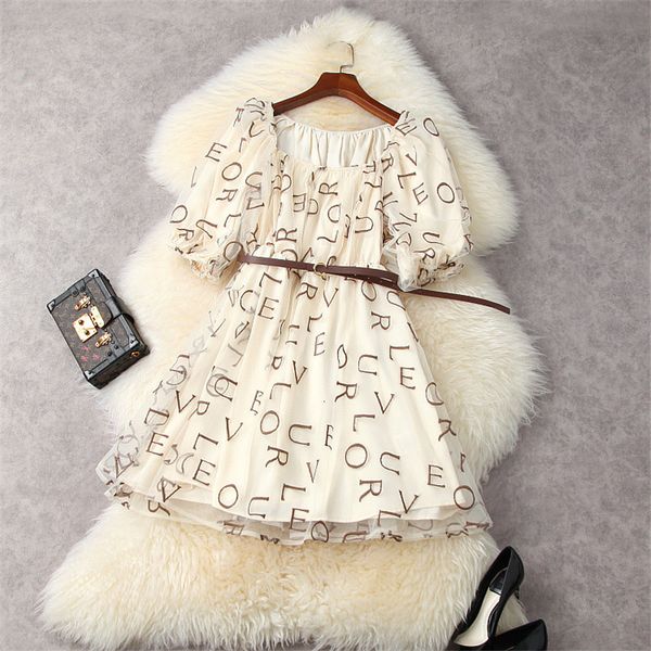 

two piece dress elegant puff sleeves will see women's embroidered letters mesh dress up as party mini bathrobe princess dresses obph, White