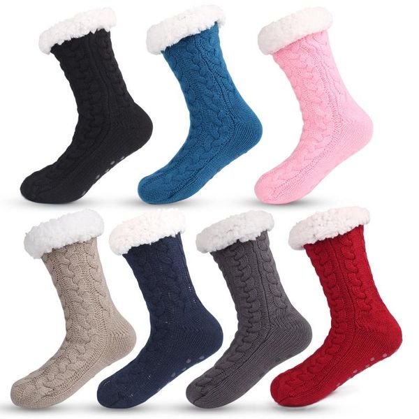 

sports socks 2021 autumn winter fuzzy warm slipper woman kawaii non-slip soft cozy lolita sleeping christmas gift men, Black