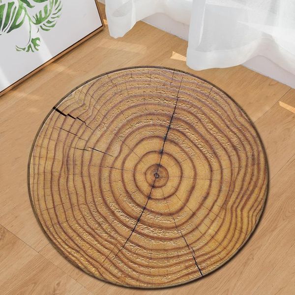 

cilected wood grain round carpet floor mat living room bedroom coffee table non-slip flannel door home decoration carpets