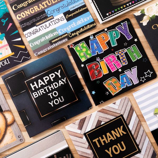 L'ultimo 7X7CM biglietto da visita pieghevole per compleanno quadrato con stampa a caldo fai-da-te, molti stili tra cui scegliere, supporta la personalizzazione