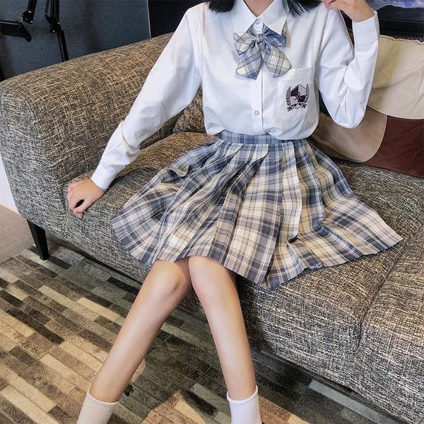 

clothing sets a set of genuine jk uniform school girl skirt academic dress japanese, White