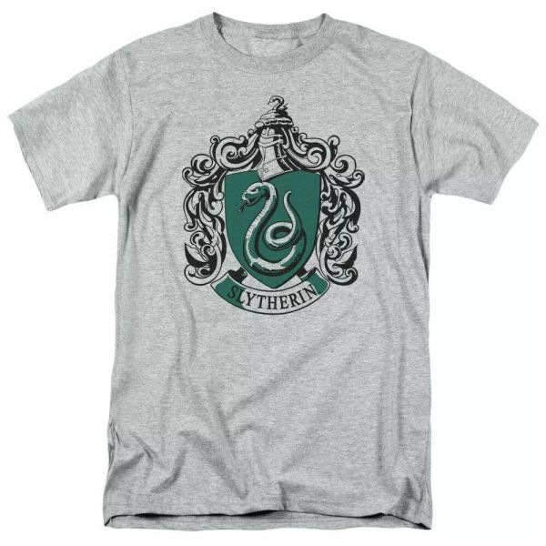 

Harry Potter Slytherin Crest T Shirt Mens Licensed Wizard Movie Tee Sport Gray, White;black