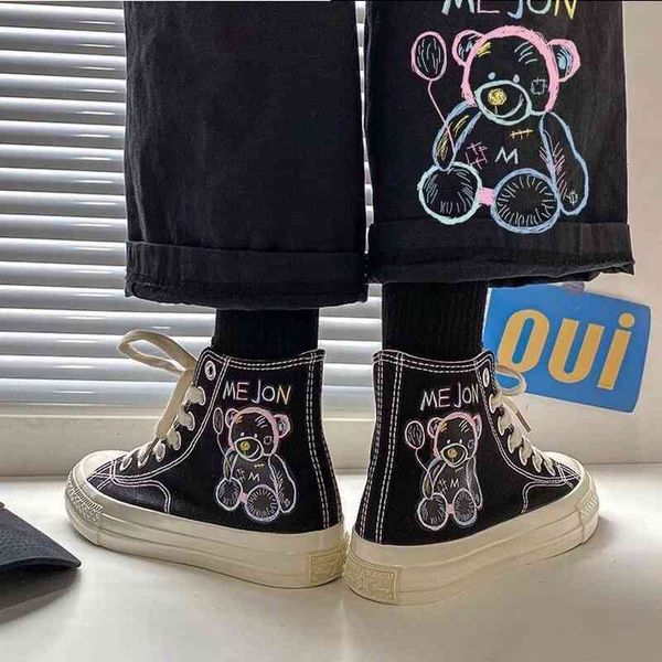 

dress shoes women's alpargatas with bear prints, casual wear, colored canvas shoes, for summer, lolita, f3p9, Black