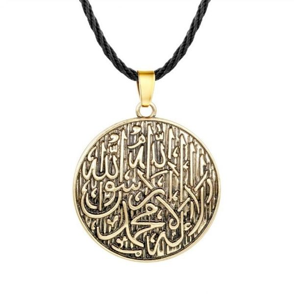 

pendant necklaces men's necklace casual jewelry amulet muslim mantra round retro style link chain, Silver