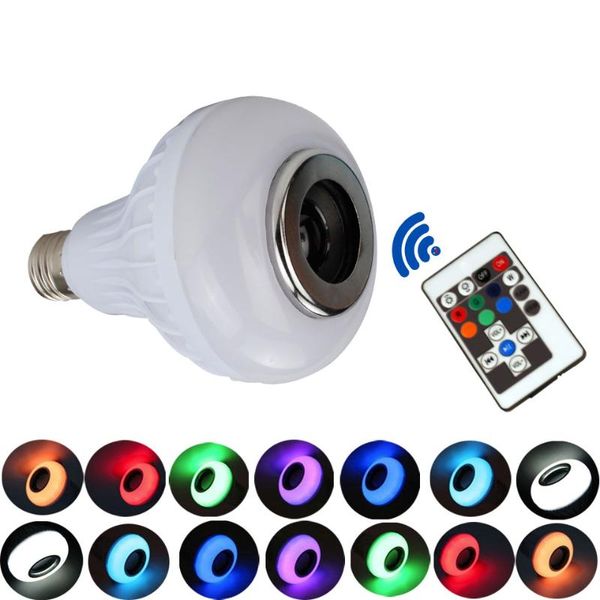 

bulbs e27 led light bulb llights with bluetooth speaker rgb changing color lamp built-in audio remote controller