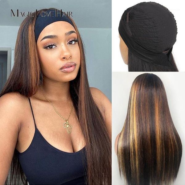 

inch headband wig glueless human hair wigs full machine made Â brazilian straigh remy for women1, Black;brown