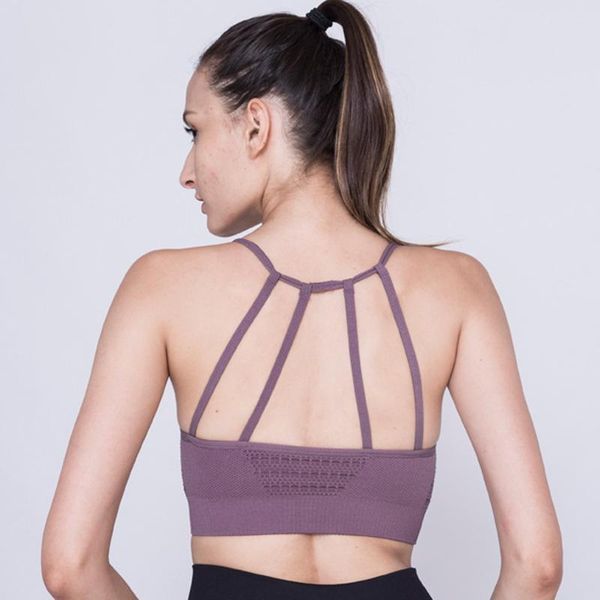 

yoga outfit sports bra sportswear push up joggings running with pads training women fitness gym hollow out seamless