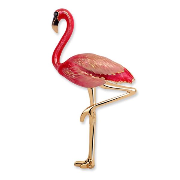 Anstecknadeln, Broschen, modische Flamingos-Brosche für Damen, Designer-Farbe vergoldet, Wiederherstellung alter Wege, Tropfprozess, weibliches Schmuckgeschenk