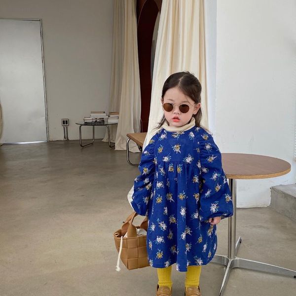 

girl's dresses 2021 girls printed dress winter cotton fashion kids clothes 1-7 years, Red;yellow