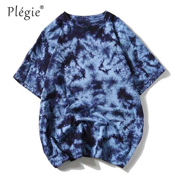 Maglietta Tie Dye Maglietta unisex Hip Hop Maglietta estiva da uomo Girocollo Magliette larghe 100% cotone Maglietta oversize da donna Top 210707