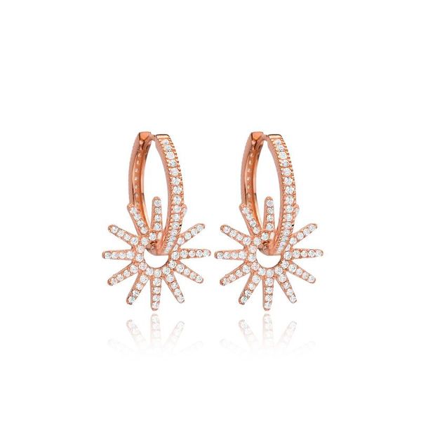

silver sun shape earring hoop charm earrings 925 sterling & huggie, Golden;silver
