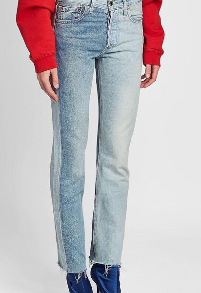 

women's jeans women skinny color matching slim straight high waist, Blue