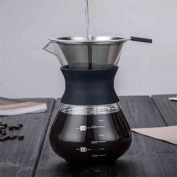 Cofre de vidro portátil fabricante de pote v60 bule kettle mocha espresso percolador ferramenta copos drinkware 210423