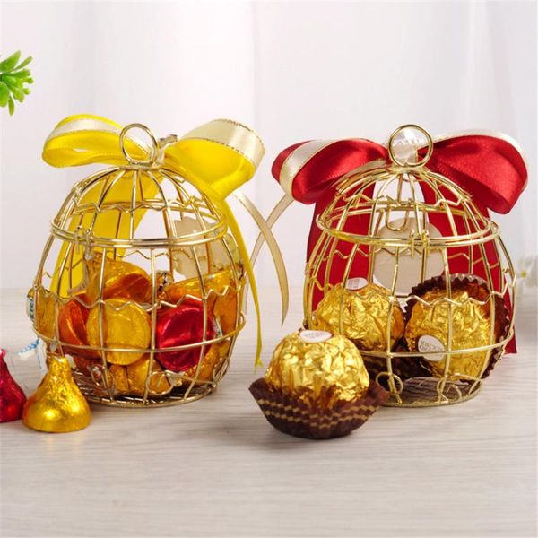 

gift wrap mini metal gold vintage retro bird cage candy boxes baby shower favor box for guests wedding party birthday souvenir