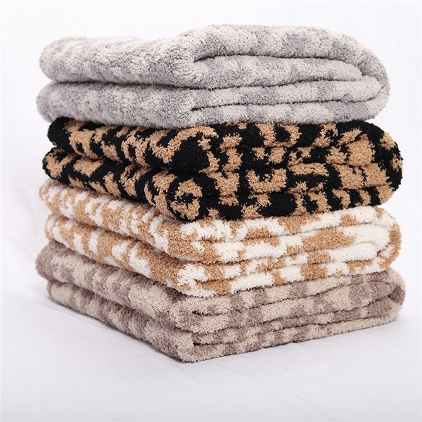 Klassische gestrickte Decke mit Leopardenmuster, Plüschwolle, Jacquard, für Sofa, Nickerchen, Bettdecke, für Zuhause und draußen, tragbare warme Überwurfdecken