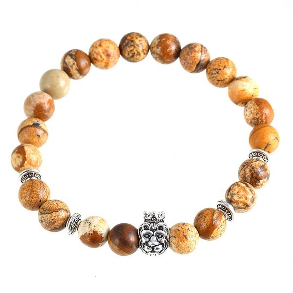 

wind crown lion head bracelet picture stone buddha bead bracelet, Silver