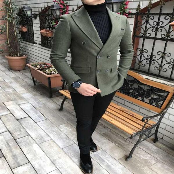 

green double-breasted suit mens 2021 wedding suits dress custom made slim fit business male 2 piece set (jacket+pants) men's & blazers, White;black
