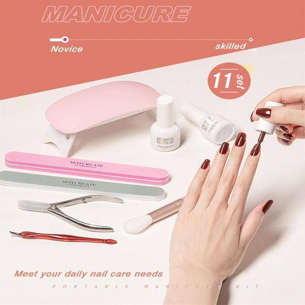 

nail art kits care full set exfoliating cutting glue remover softener manicure tools with storage box for home professional use