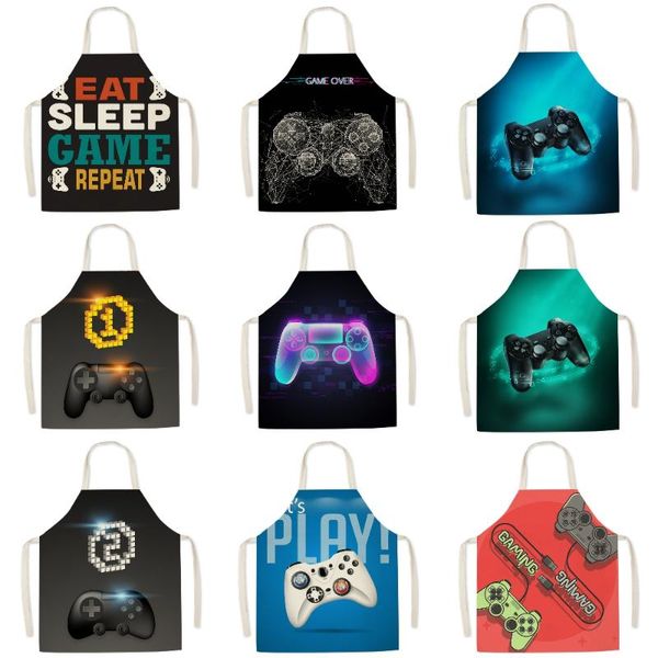 

aprons 3d game controller kitchen apron gamepad cooking sleeveless for woman man home baking waist bib cleaning pinafore